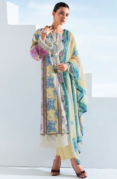Multicolor Pure Lawn Cotton Plus Size Pant Kameez