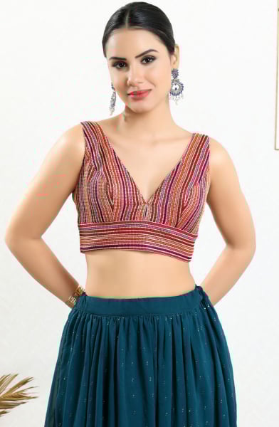 Multicolor Sequins Work Georgette Blouse