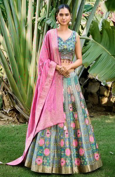 Multicolor Silk Readymade Designer Lehenga Choli