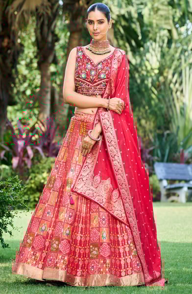 Multicolor Silk Readymade Designer Lehenga Choli