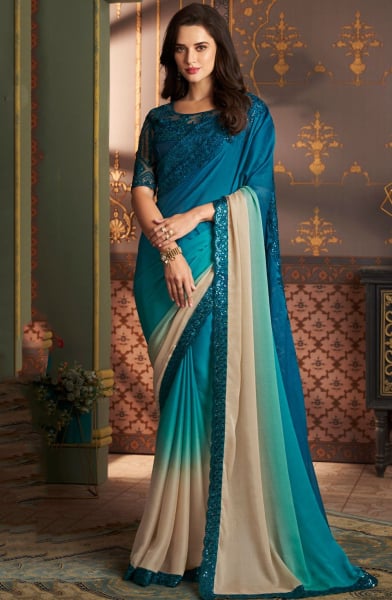 Multicolor Silk Saree with Embroidered Blouse
