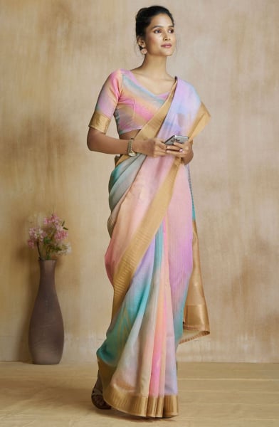 Multicolor Woven Art Silk Saree for Festival