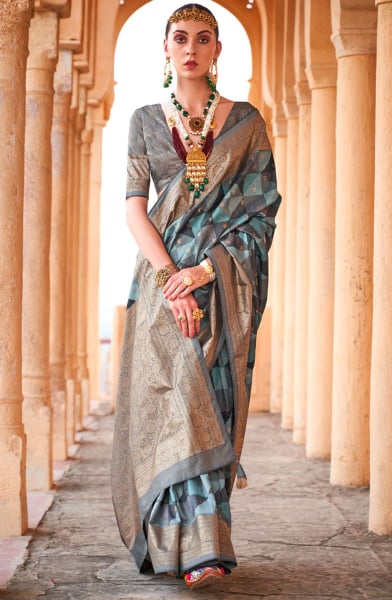 Multicolor Zari Woven Viscose Silk Saree
