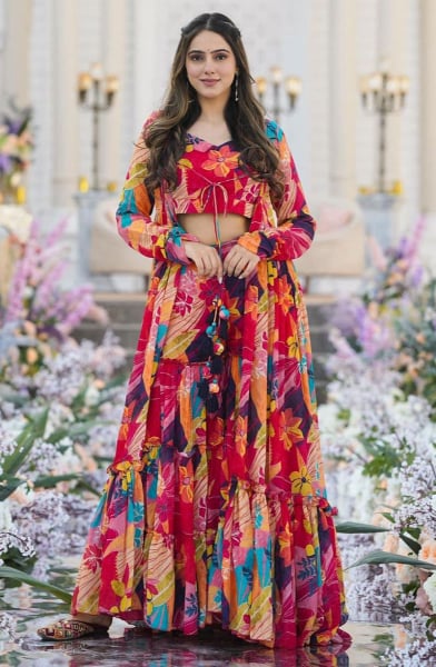 MulticolormChinnon Plus Size IndoWestern