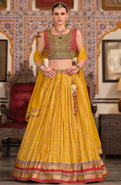 Mustard Silk Designer Readymade Lehenga Choli