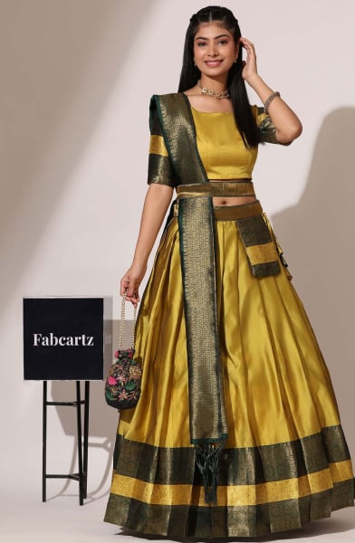Mustard Yellow Art Silk Party Wear Lehenga Choli Set
