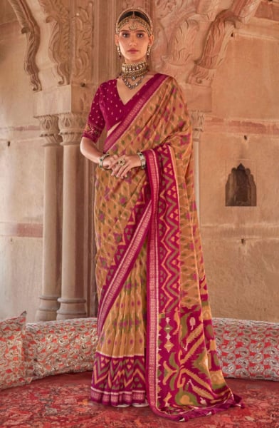 Mustard Yellow Georgette Party Wear Saree