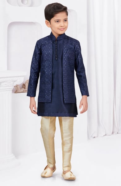 Navy Blue Boys Indowestern Outfit for Festival
