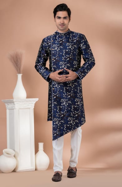 Navy Blue Indo Western Outfit for Wedding