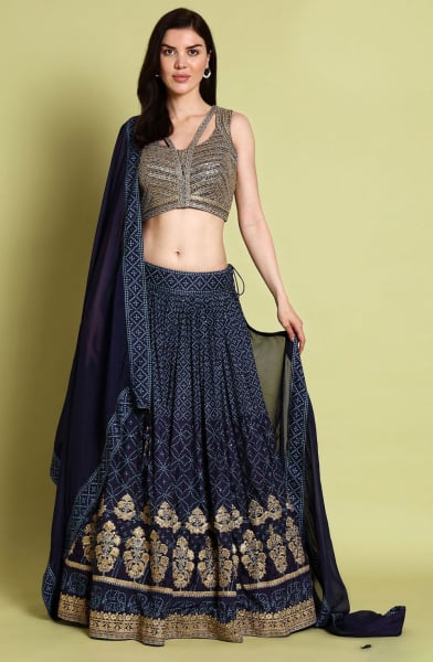 Navy Blue Ready to Wear Lehenga Choli Set
