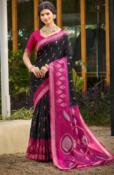 Navy Blue Soft Silk Woven Saree for Festival