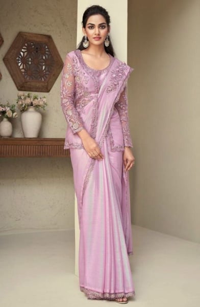 Rose Pink Heavy Designer Saree