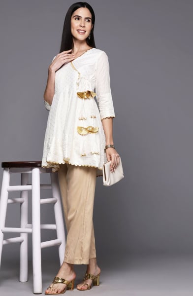 Off White Crepe Tunic