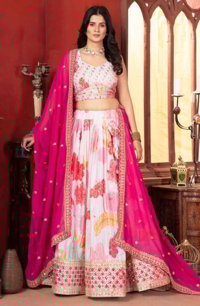 Off White Heavy Embroidered Designer Lehenga Choli Set for Ceremonial