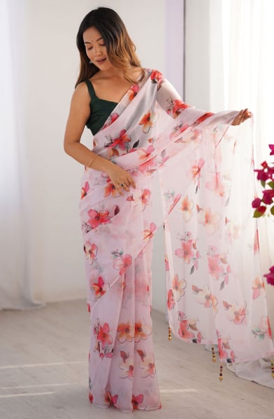 Off White Party Wear Saree