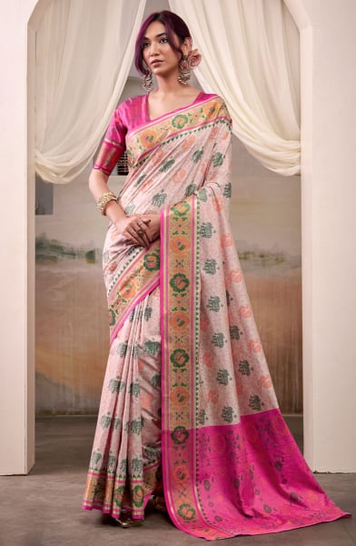 Off White Woven Patola Silk Saree