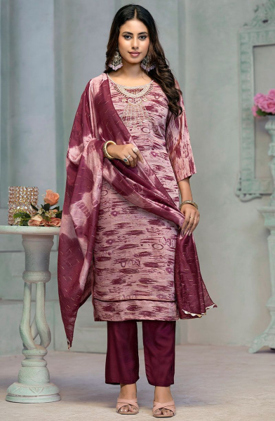 Old Rose Rayon Cotton Readymade Pant Kameez
