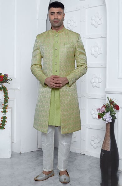 Olive Green Designer Indo Western Outfit