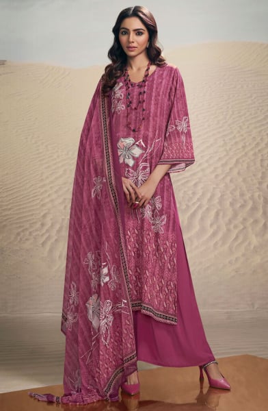 Onion Pink Digital Print Crepe Palazzo Kameez