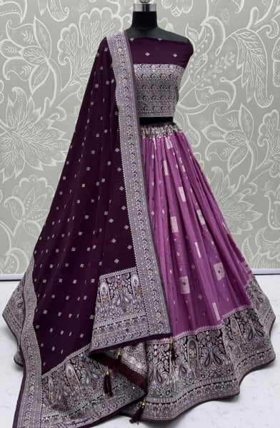 Onion Pink Embellished Georgette Lehenga Choli