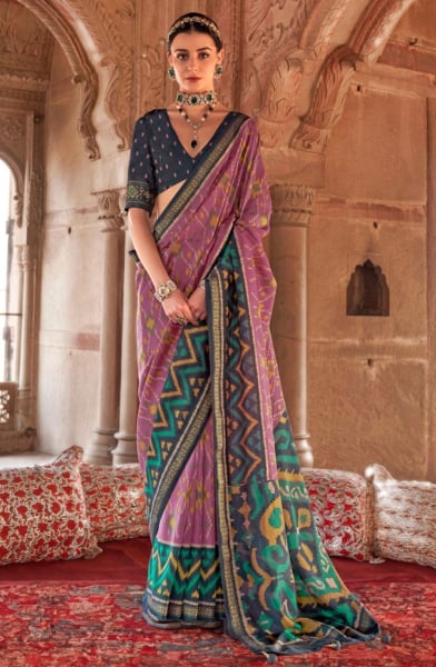 Onion Pink Georgette Party Wear Saree