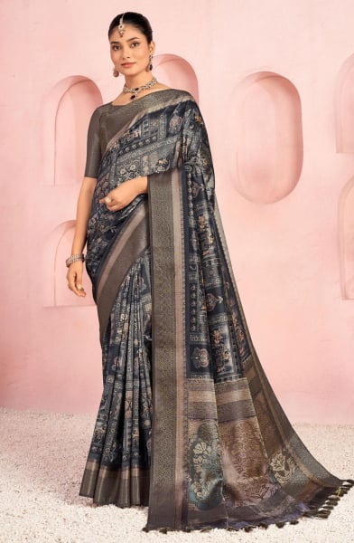 Opulent Blue Jacquard Silk Saree with Jacquard Work