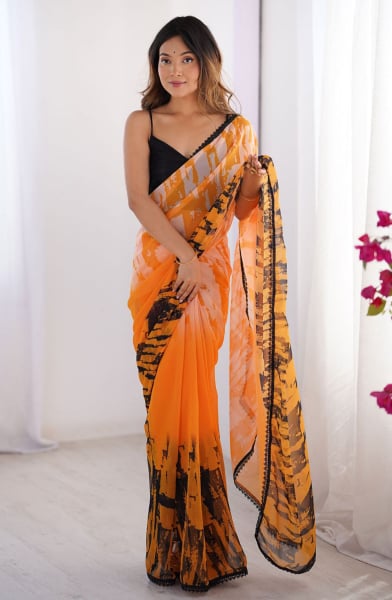 Orange Party Wear Saree