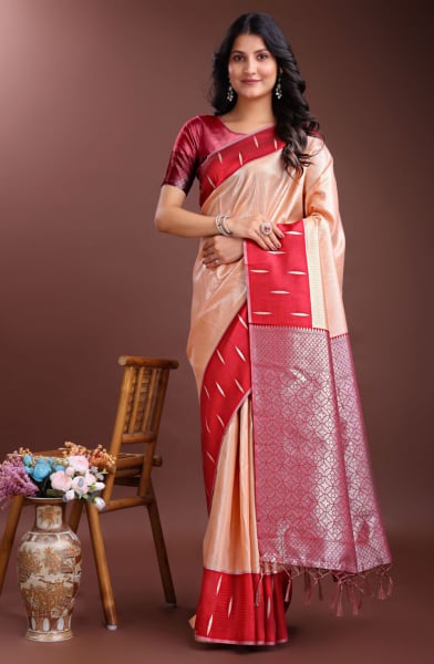 Orange Silk Woven Saree