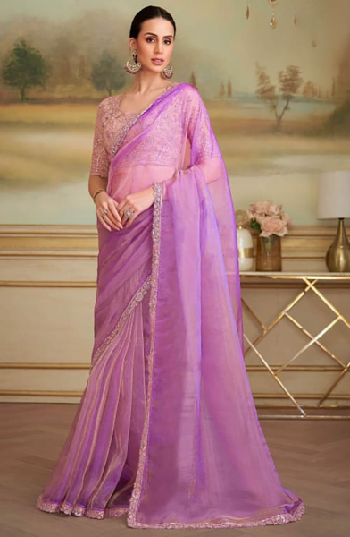 Orchid Pink Heavy Designer Saree for Ceremonial