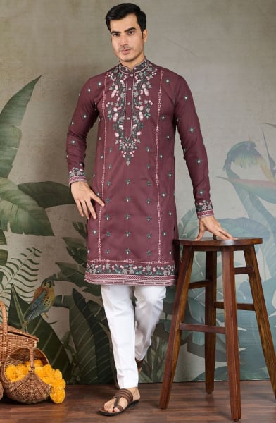 Pastel Chocklate Viscose Silk Kurta for Festival
