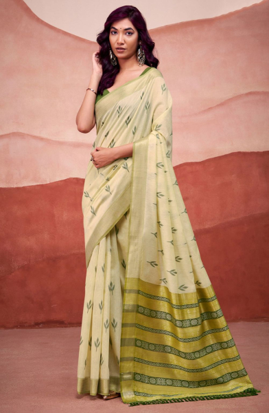 Pastel Yellow Woven Modal Cotton Saree