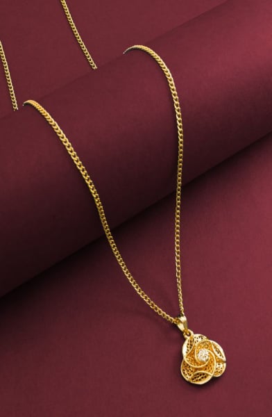 Gold Plated Chain with Studded Pendant