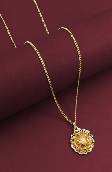 Gold Plated Chain with Studded Pendant