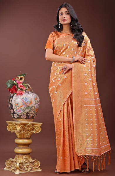 Peach Cotton Saree