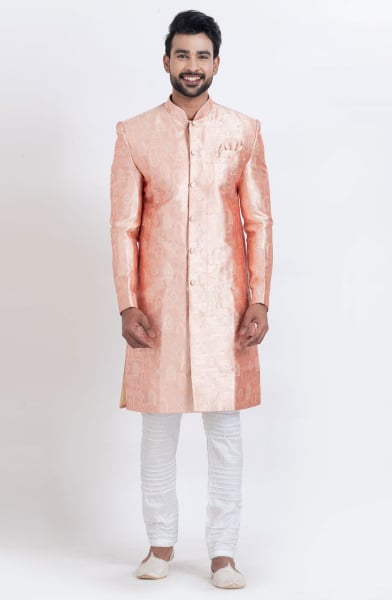Peach Heavy Designer Indo Western Outfit