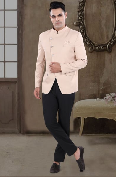 Peach Wedding Wear Jodhpuri Suit