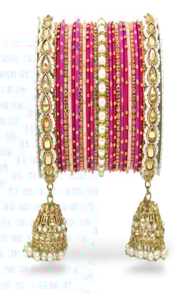 Pink Bridal Jhumki Style Bangle Set