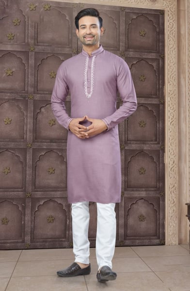 Pink Cotton Kurta Pyjama Set