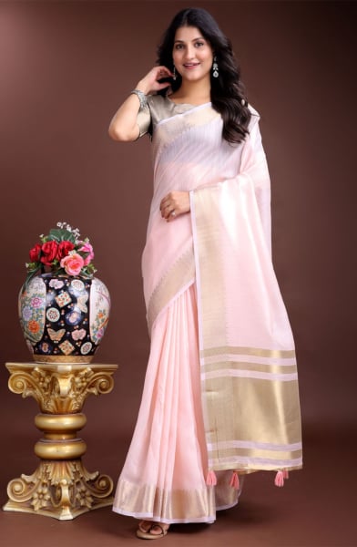 Pink Cotton Saree