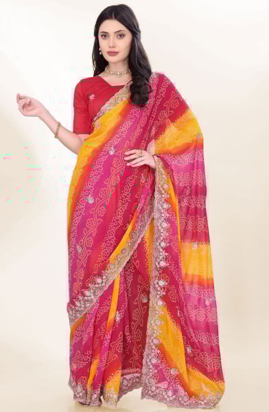 Pink Georgette Party Wear Saree