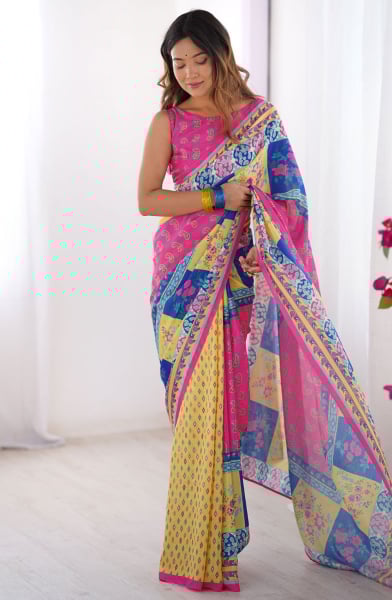 Pink Party Wear Saree