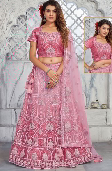 Pink Readymade Designer Lehenga Choli Set