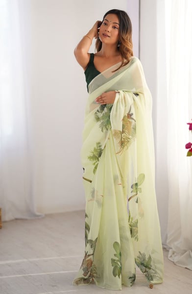 Pista Green Party Wear Saree