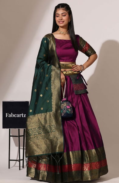 Purple Art Silk Party Wear Lehenga Choli Set