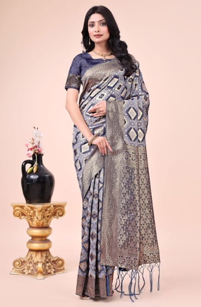 Purple Cotton Woven Saree