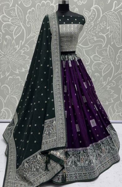 Purple Embellished Georgette Lehenga Choli