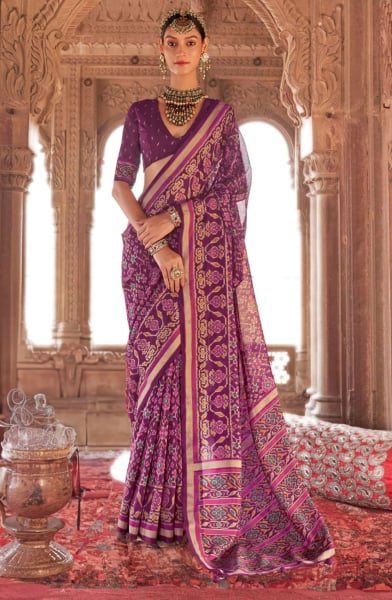 Purple Georgette Party Wear Saree