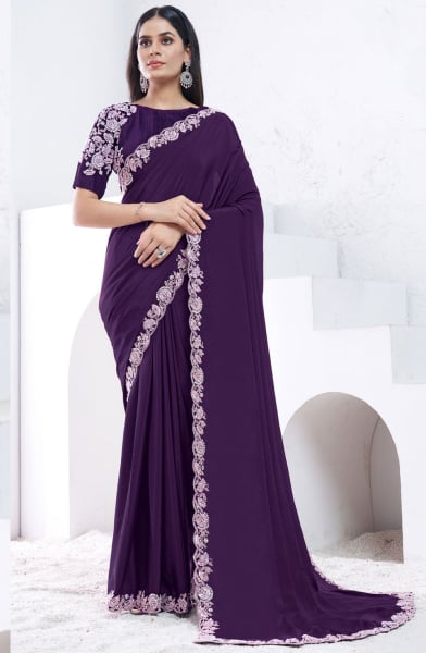 Purple Heavy Designer Saree