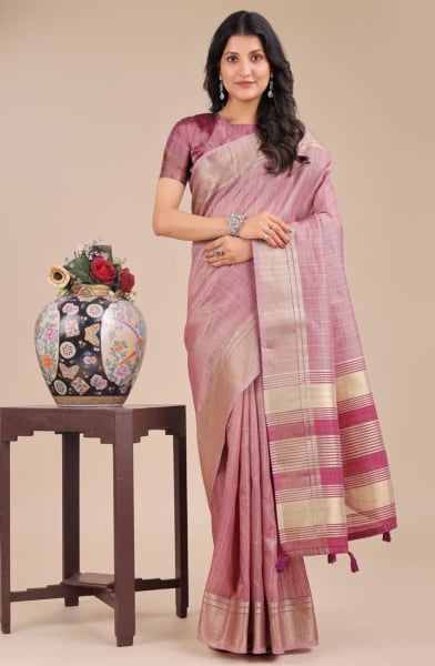 Purple Organza Woven Saree