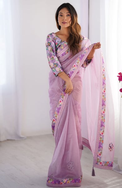Purple Party Wear Saree